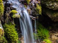 Kleine Wasserfallstufe auf bemooste Felsen